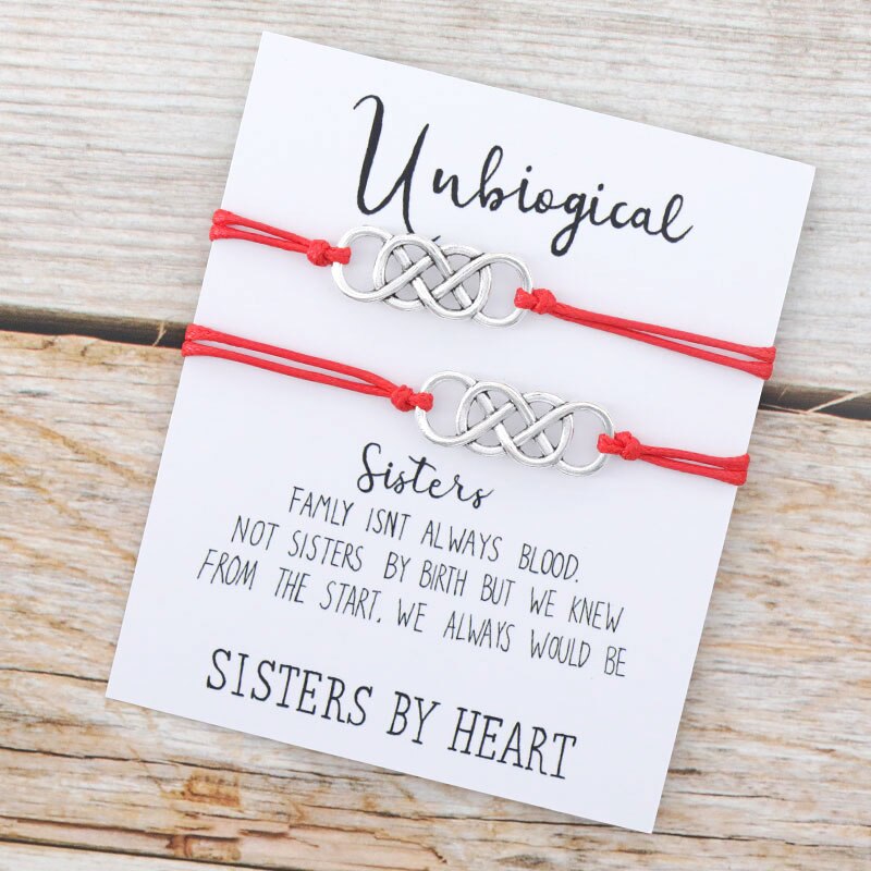 Unbiological Sister Bracelet Set Best Friend Matching Infinity Friendship Bracelet Soul Sister Friend BFF Bracelet Jewelry