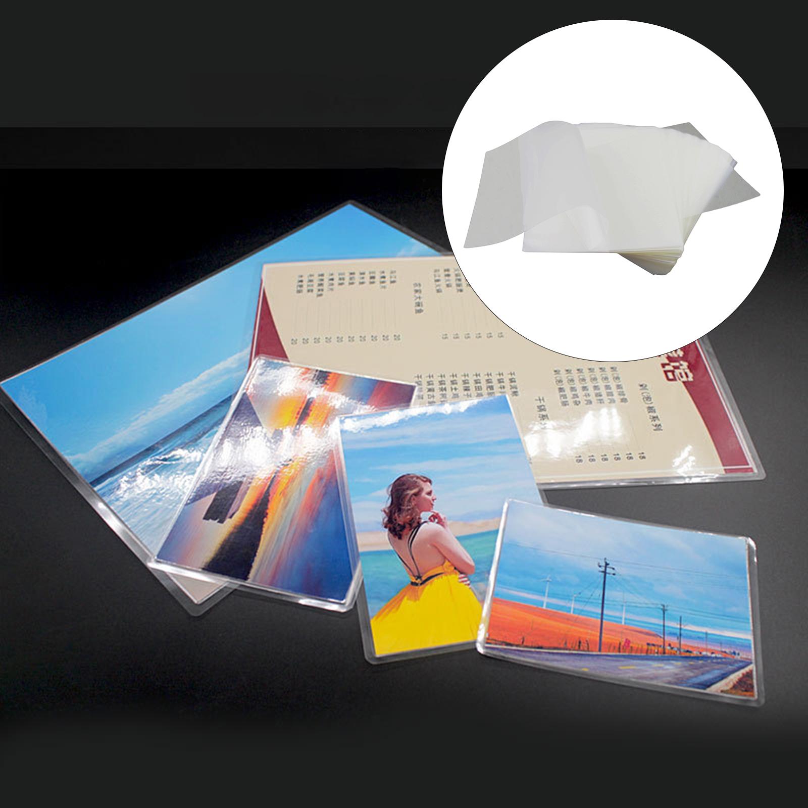 Set of 100 Clear Laminating Pouch Film Photo Protective Film Laminator Film for Card Photo Picture files Laminator