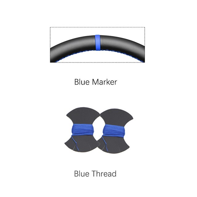 Hand-Gestikt Zwart Kunstmatige Suede Blauw Marker No-Slip Auto Stuurhoes Voor Peugeot 207 Cc: Blue Marker