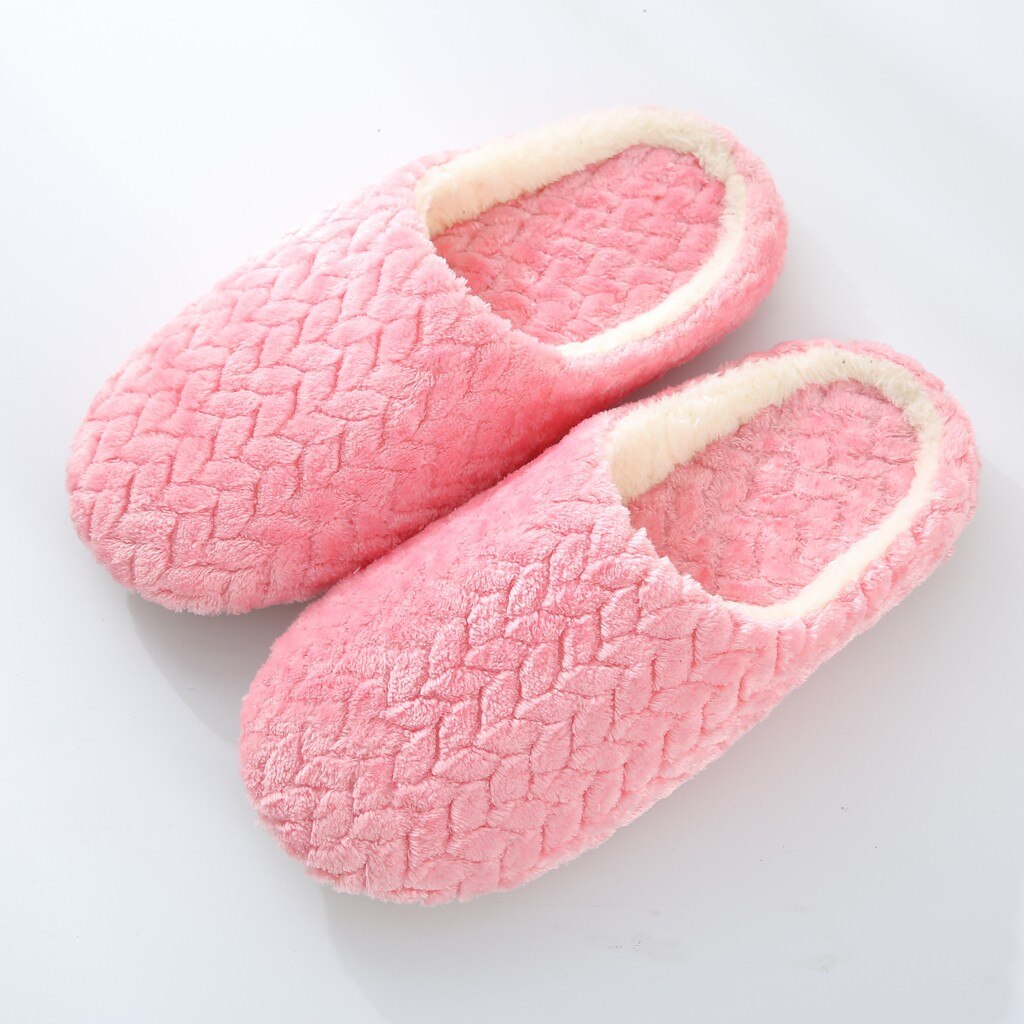 Vrouwen Warm Indoor Slippers Huis Pluche Zachte Katoen Slippers Non-Slip Vloer Thuis Slippers Dames Slides Voor Slaapkamer # t1P: Pink  / 41