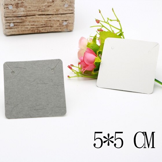 Multi Size 100pcs Kraft Handmade Earring Card with Colorful Pattern Printed Paper Packaging Earring Cards Jewelry Displays Cards: 5x5cm gray 1