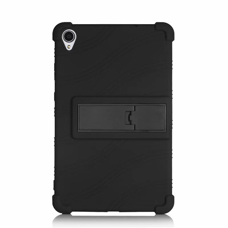 Siliconen Case Voor Lenovo Tab M8 Hd Tb-8505 8505F Shock Proof Cover M8 Fhd Tb-8705 8705X standhouder: Black