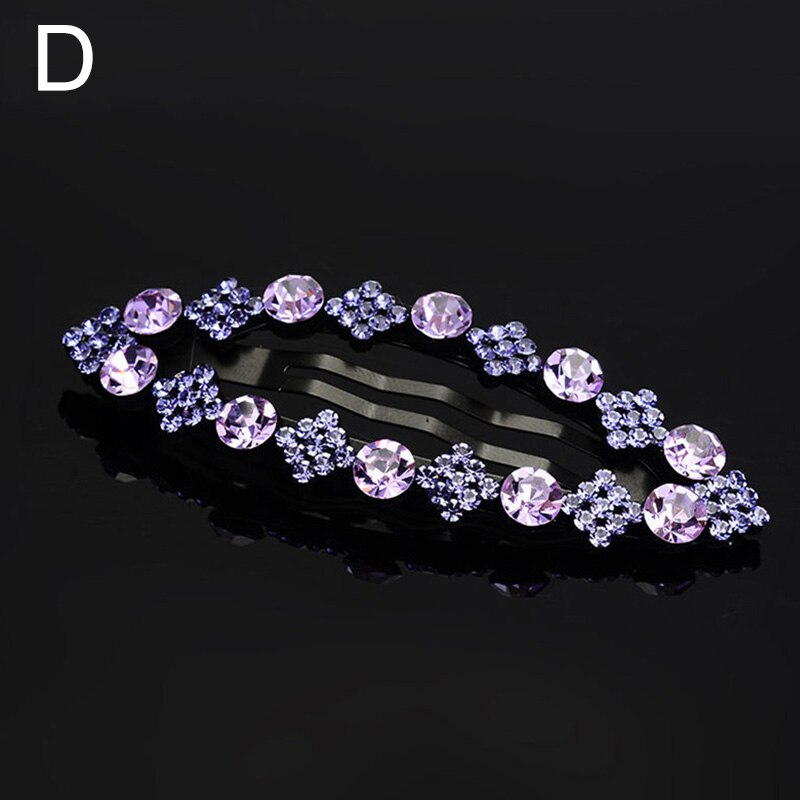 Moda kobiety błyszczący kryształ górski spinki Barrettes dziewczyna śliczne geometryczne spinki do włosów koraliki Hairgrip akcesoria do włosów: D