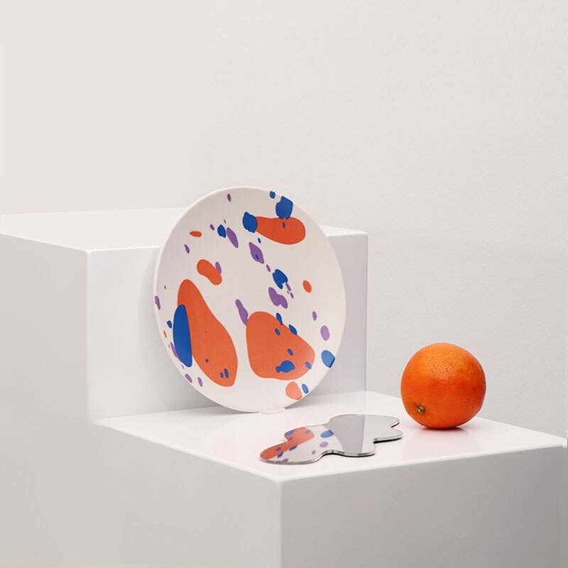 Assiette de pique-nique nordique en fibre de bambou, peinte à la main, vaisselle pour enfants, fournitures de cuisine écologiques, 1 pièce: 8 inches4