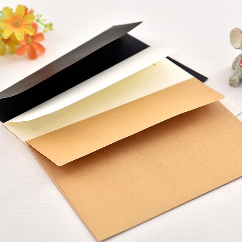 15 pcs Klassieke kraft wit zwart papier Envelop Bericht Kaart Brief Stationaire Opslag Papier Wedding Envelop 17.5x12.5 cm