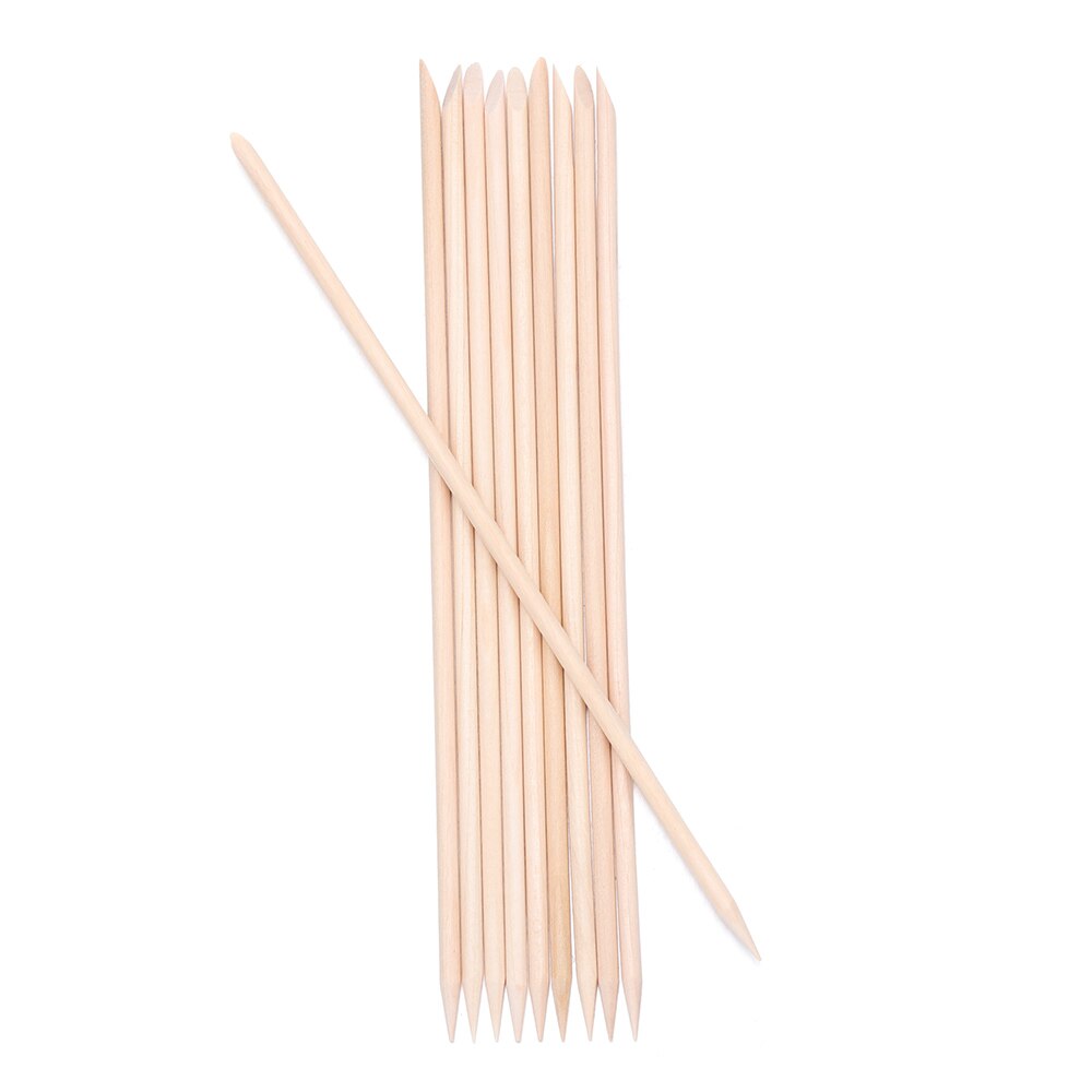 10/30/50/100 pièces bois bâton cuticule dissolvant Orange double extrémité Nail Art conceptions pour manucure pédicure cuticule poussoir ongles outils: L-10pcs