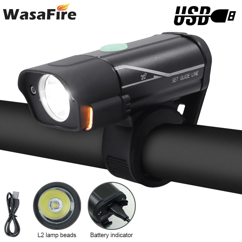 Wasafire Fietslicht Mini XM-L2 Led Fiets Front Light Usb Oplaadbare Mtb Hoofd Lamp 4 Modes Super Bright Fietsen Koplamp