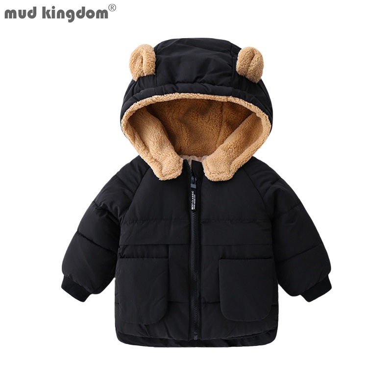 Mudkingdom Nette Jungen Mädchen Mit Kapuze Mäntel Winter Warme Schwergewicht Langarm Dicke Warme Faux Pelz Jacke für Jungen Kleidung Oberbekleidung