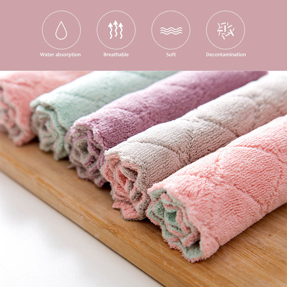 Trapo de microfibra superabsorbente para cocina, toalla de mano de tela, paño de limpieza, toallita del fregadero, trapos antiadherentes de limpieza de aceite, herramientas Kichen 5 uds.