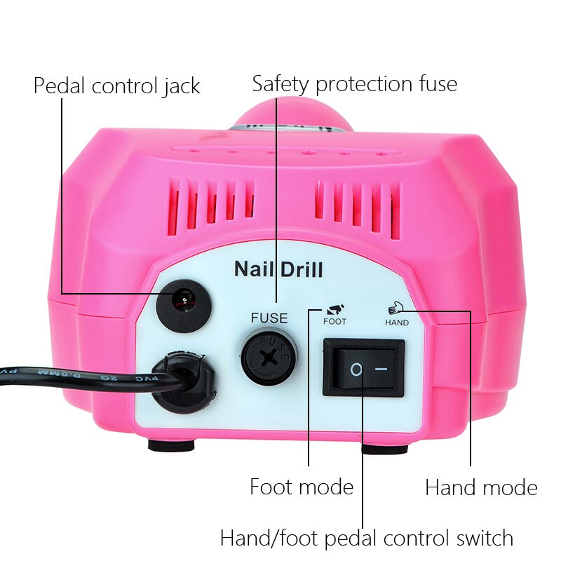 Máquina pulidora eléctrica para uñas, 35000RPM, para manicura y pedicura, taladro potente para salón, máquina a pedales taladro para uñas