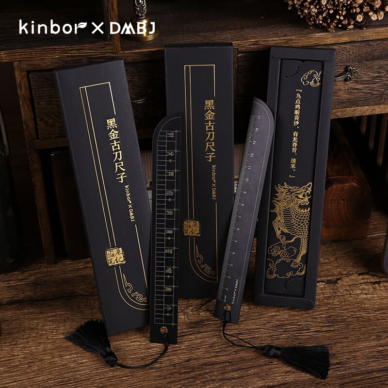 Kinbor Metal Ruler Chinese Retro Style Ancient Knife Scale Ruler линейка Student Personality Ruler Stationery School Supplies