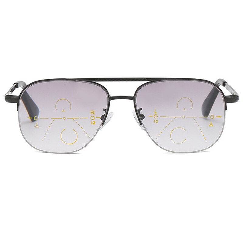 Men Women Multifocal Sun Reading Glasses Progressive Gradient Tinted Presbyopic Glasses +1.0 1.5 2.5 Anti Blue Ray Uv Driving: +250 / black