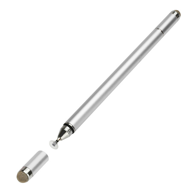 Universal 4 In 1 Stylus Pen for Phone Drawing Tablet For Samsung Pens Capacitive Screen Caneta Laptop Cell phone Accessories: Silver