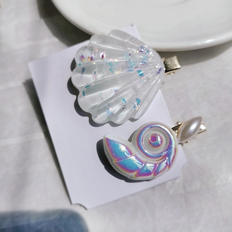 Fermagli per capelli in acrilico con stelle marino per donne e ragazze, forcine in metallo con perle e conchiglie, accessori per capelli da spiaggia