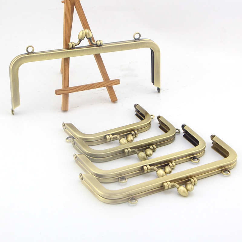 Knopper hoved haspelås glat overflade uden hul skrue pung stel 10/12.5/15/18/20cm antik messing diy kiss lock taske 5 stk/parti