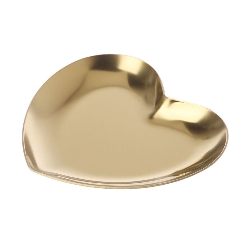 Heart Shape Jewelry Rings Holder Mold Plate Dish Storage Tray Holder Cosmetic Organizer Stainless Steel: Gold