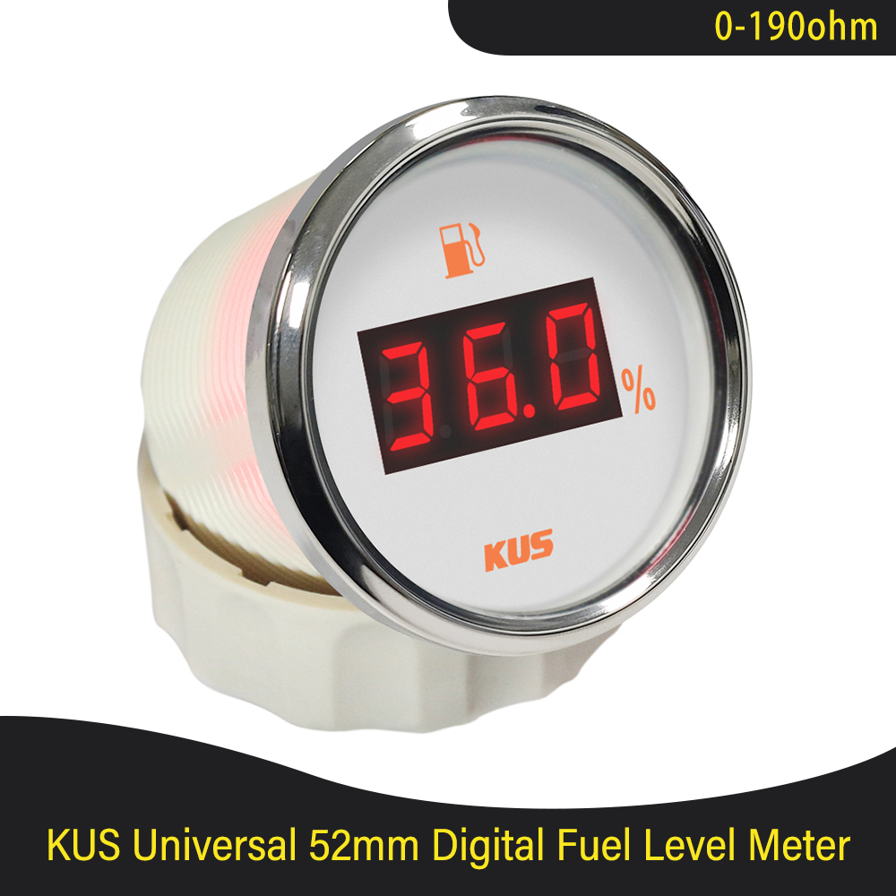 KUS 52mm 0-190 ohm 240-33 ohm Boat Fuel Level Gauge Waterproof Car Fuel Gauge with Red/Yellow Backlight fit Car Motorcycle Boat