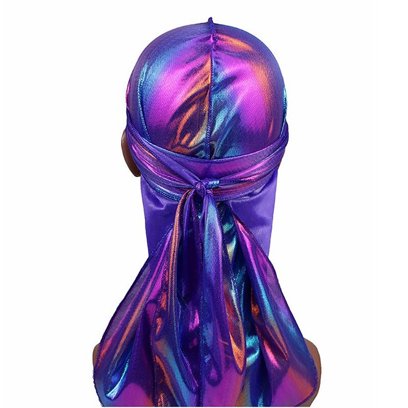 Seda Durag satén Durags para hombre peluca Bandanna pirata sombrero Bandeau Hip Hop cabeza envolver banda elástica: 9