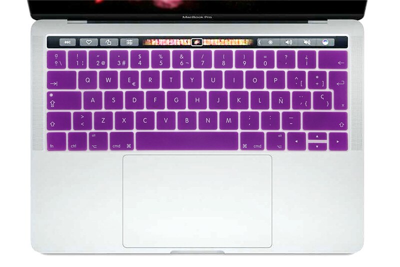 Dla MacBook Pro 13 A1706 Pro 15 A1707 2016 2017 wersja z touch bar 2017 hiszpański europejskiej osłona klawiatury klawiatura Protector: Purple