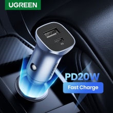 UGREEN PD Car Charger Quick Charge 4.0 3.0 QC USB Charger for Xiaomi QC4.0 QC3.0 20W Type C PD Car Charging for iPhone 13 12 Xs