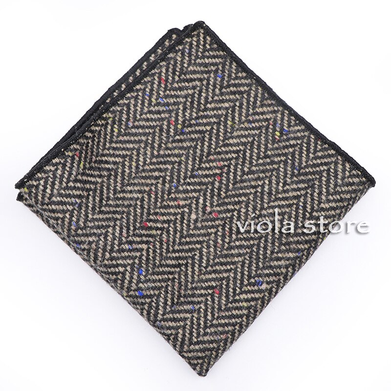 Klassisk plaid stribet blød 50% uld kashmir lomme firkantet 24cm herre jakkesæt hanky festlommetørklæde smoking slips matchende vinter: 02