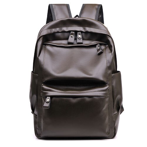 Chuwanglin Brand Men Backpack Leather School Backpack Bag Waterproof Travel Bag Casual Leather Book bag Male F62403: Brown