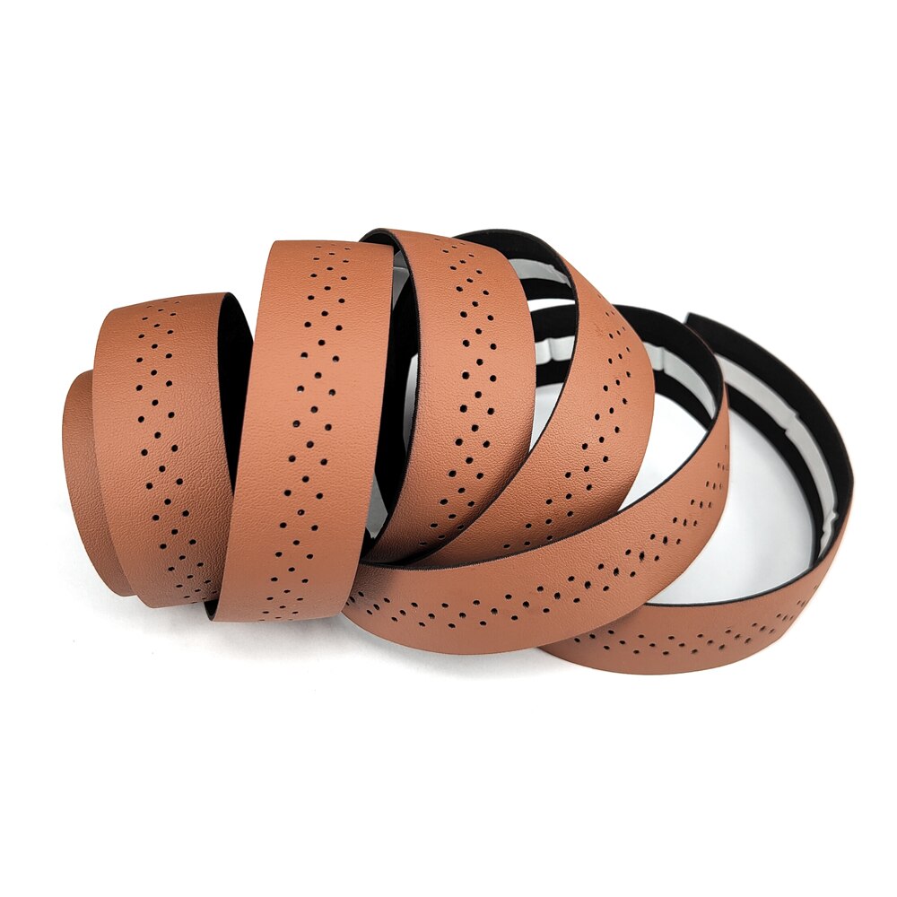 Cinta perforada de cuero PU para manillar de bicicleta, 2 rollos, transpirable, suave, engranaje fijo, accesorio de ciclismo, MICCGIN