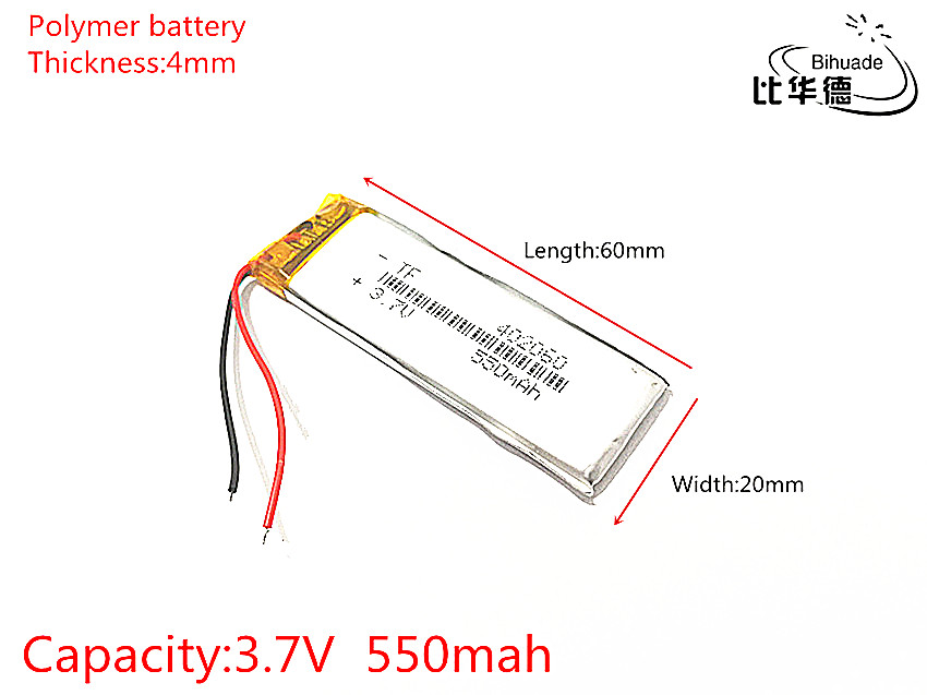1pcs/lot 3.7V 550mAh 402060 Lithium Polymer Li-Po li ion Rechargeable Battery cells For Mp3 MP4 MP5