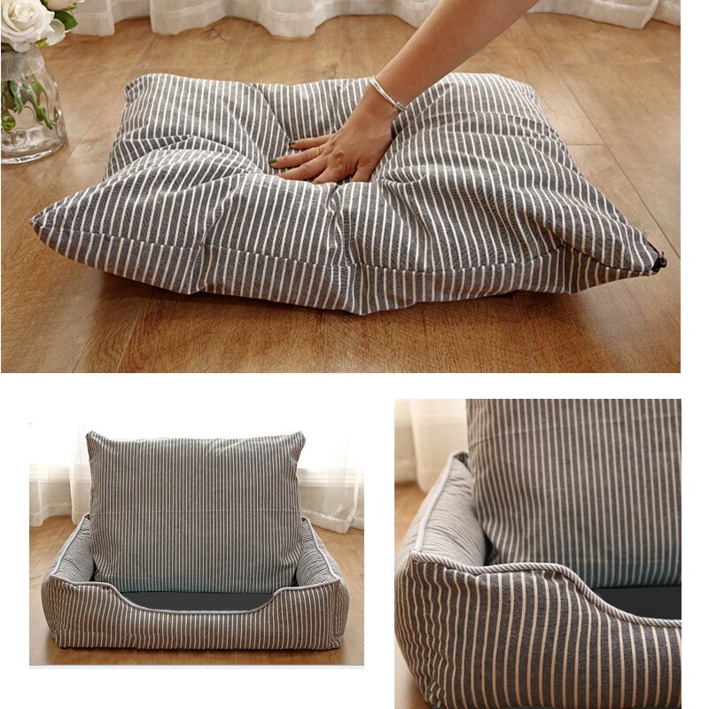 Luksus katte hunde liggestole sofaer stribet kæledyr sofa aftagelige madras tæpper anti fugt vaskbare kæledyr produkter til alle årstider