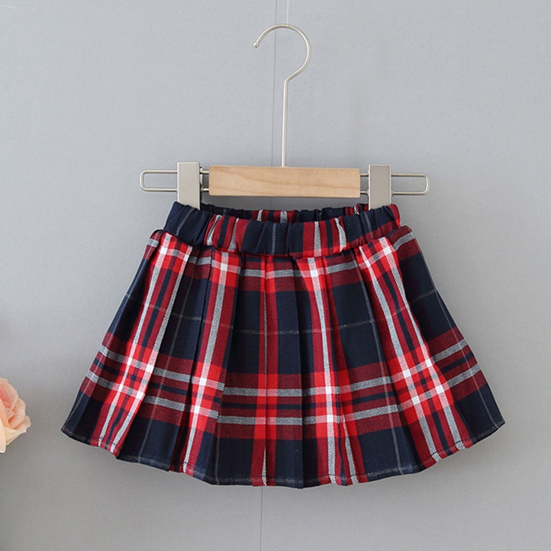 Girls Skirts Autumn Children Toddler Kids Baby Girls Plaid Print Elastic Waist Short Tutu Skirts Casual Pleated Skirts clothes
