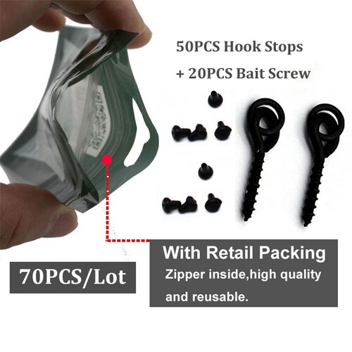 70Pcs Carp Fishing Accessories Bait Screw Hook Stopper Carp Bait Holder Boilies Insert Stoppers for Fishing Chod Rig Tackle Tool: Default Title