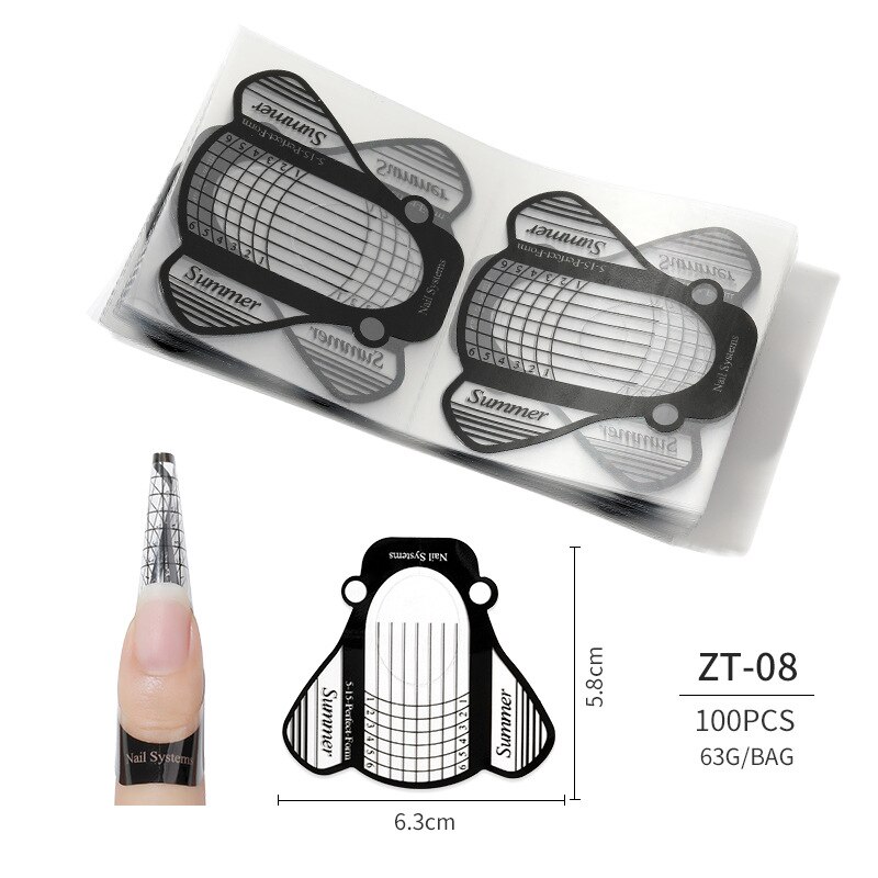 100 Pcs/Lot French Nail Form Tips Nail Extension Art Tools False Nails Art DIY Guide Forms Manicure Set Nail Forms Extension: 8