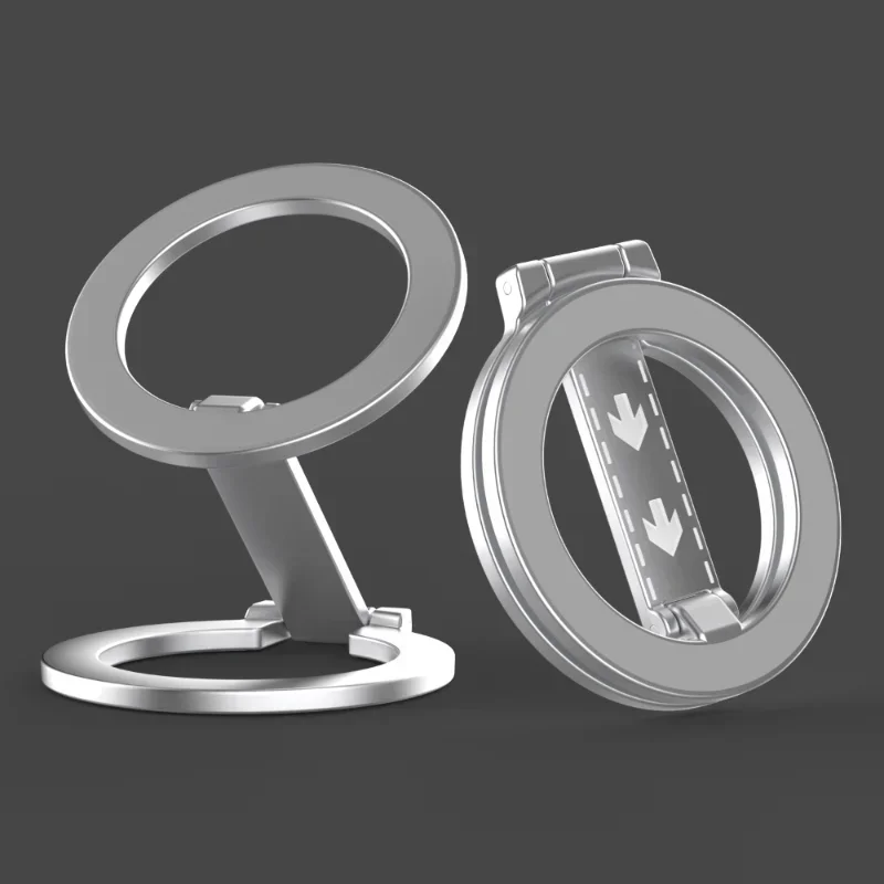 Anneau de support de téléphone magnétique Double face, pour béquille MagSafe, poignée magnétique pour iPhone 16 15 14 pour Huawei Xiaomi: Argent
