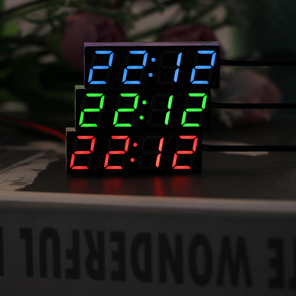 Car Electric Clock Digital Timer LED Temperature Auto Replacement Parts Thermometer Voltmeter LED Display Green Blue Red Light