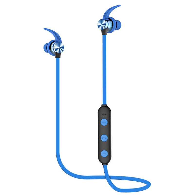 XT22 Sports Bluetooth Earphone Magnetic Attraction Wireless Headset Support TF SD Card Stereo Bass Waterproof Headphone With Mic: Blue