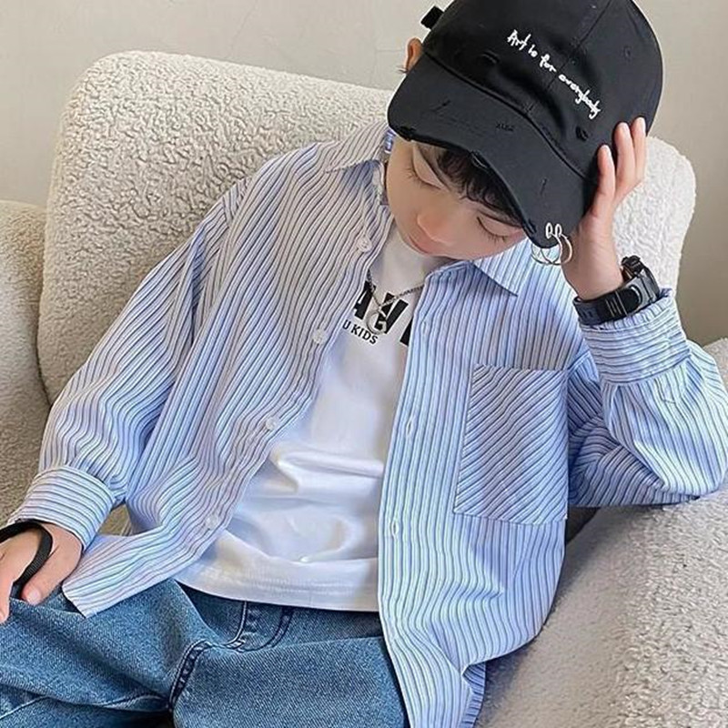 22022 Teenage Boys Kids Boys Shirts School Formal Shirt for Boys Down Collar Blouse For Dress Shirt Teen 6 8 10 12Year