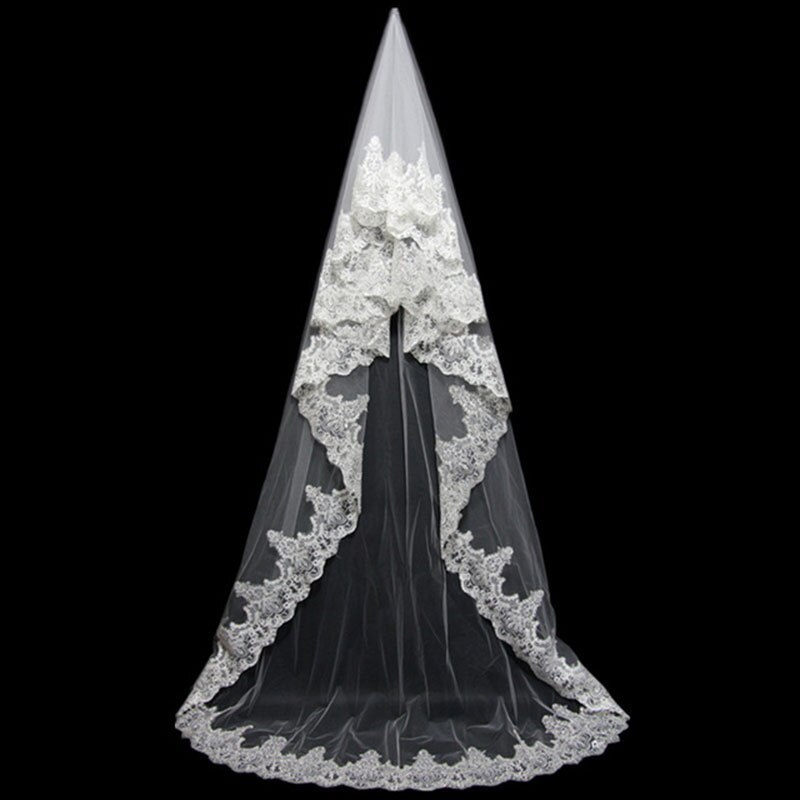 Eightale 3M Wedding Veil Lace Appliques Edge Tulle Bride Veil White Ivory Wedding Accessories: 12