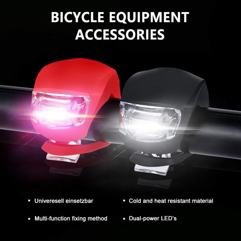 Luz de silicona para bicicleta, juego de 6 luces LED para bicicleta (3 LED blancas y 3 LED rojas), linterna para cámara de Montañismo