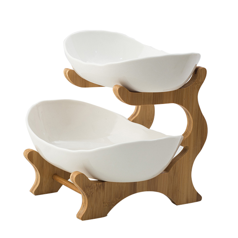 3 layer Wooden Rack Dried Fruit Snacks Basket Cake Salad Dessert Plate Afternoon Tea Tray Living Room Organizer: 2 layer White