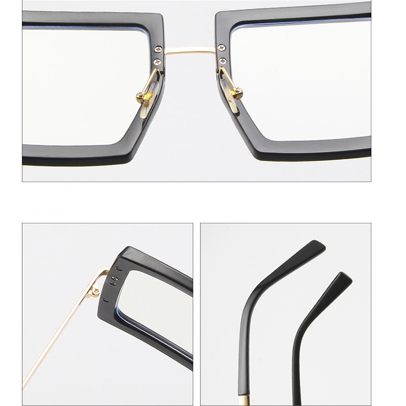 Oversized Square Transparent Frame Glasses Women Metal Optical Computer Female Eyeglasses Clear Lens Eyewear