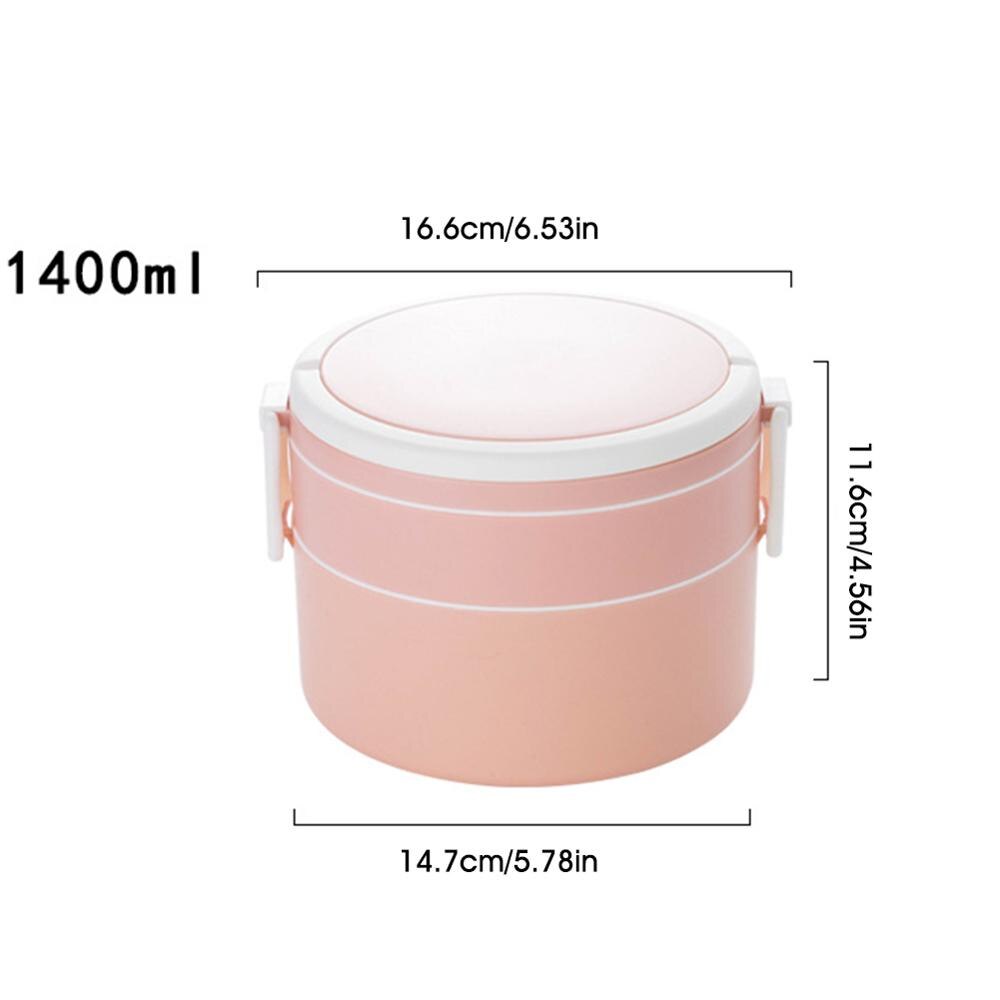 1pcs Stackable Bento Lunch Box with Handle 2-Tier Lunch Container Microwave Safe Heat with a Spoon 3 Colors Square and Circle