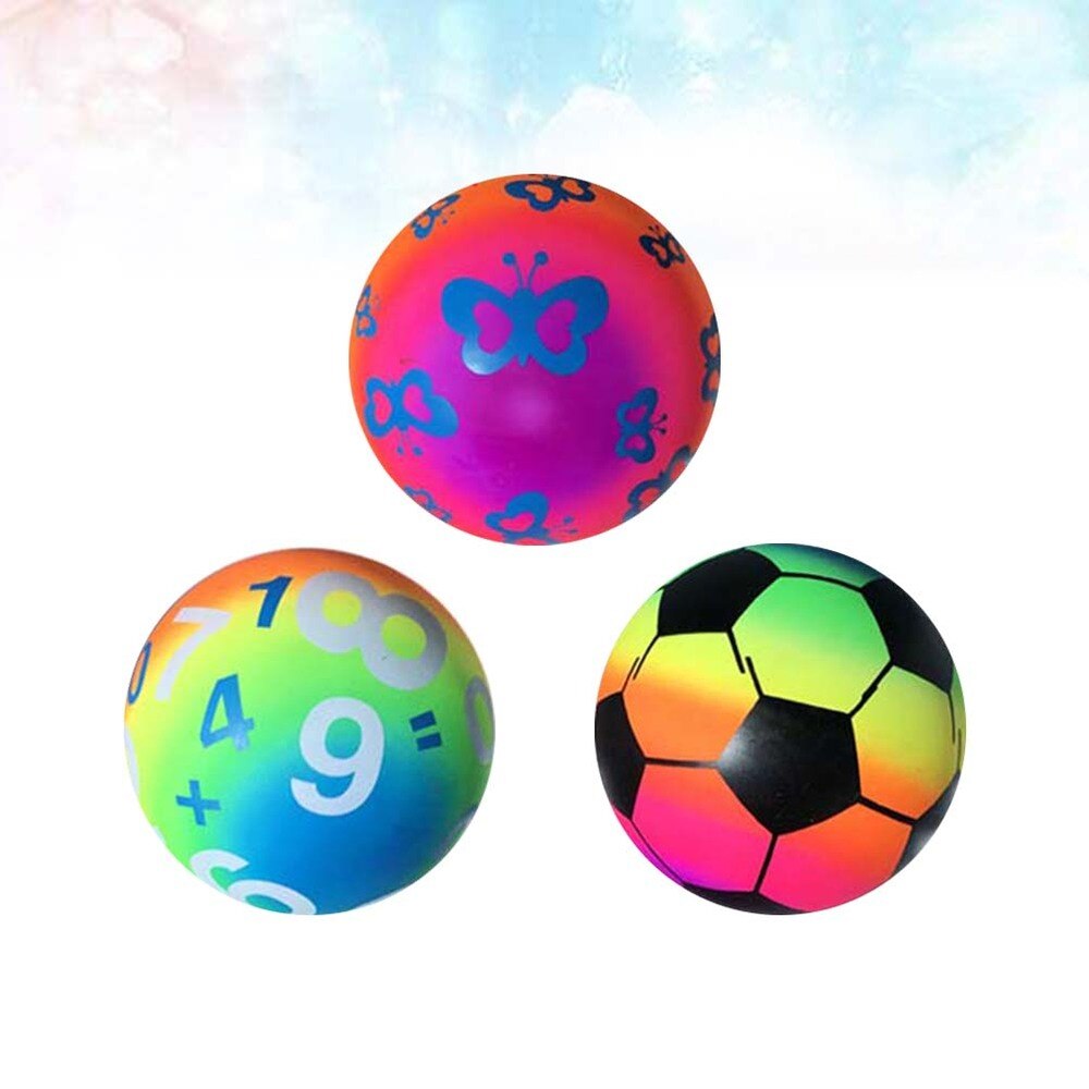 3pcs Rainbow Balls Inflation Playing Sports Funny Thickened Kickballs Handballs for Indoor Playground