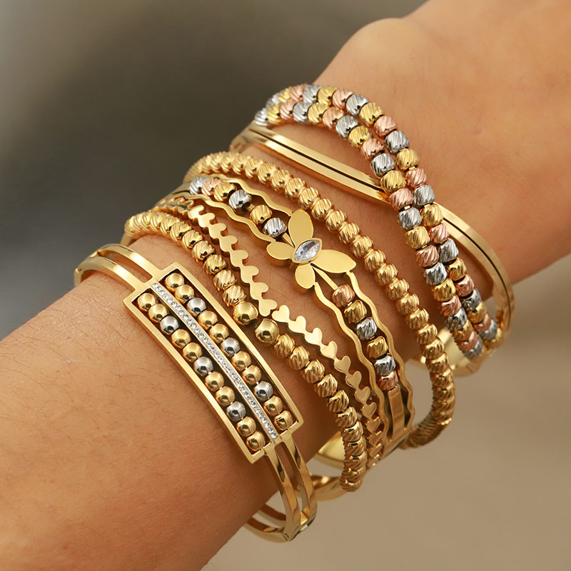 316L roestvrijstalen metalen kralen kruisarmbanden voor dames modemerk sieraden veelkleurige vlinderbloemarmbanden