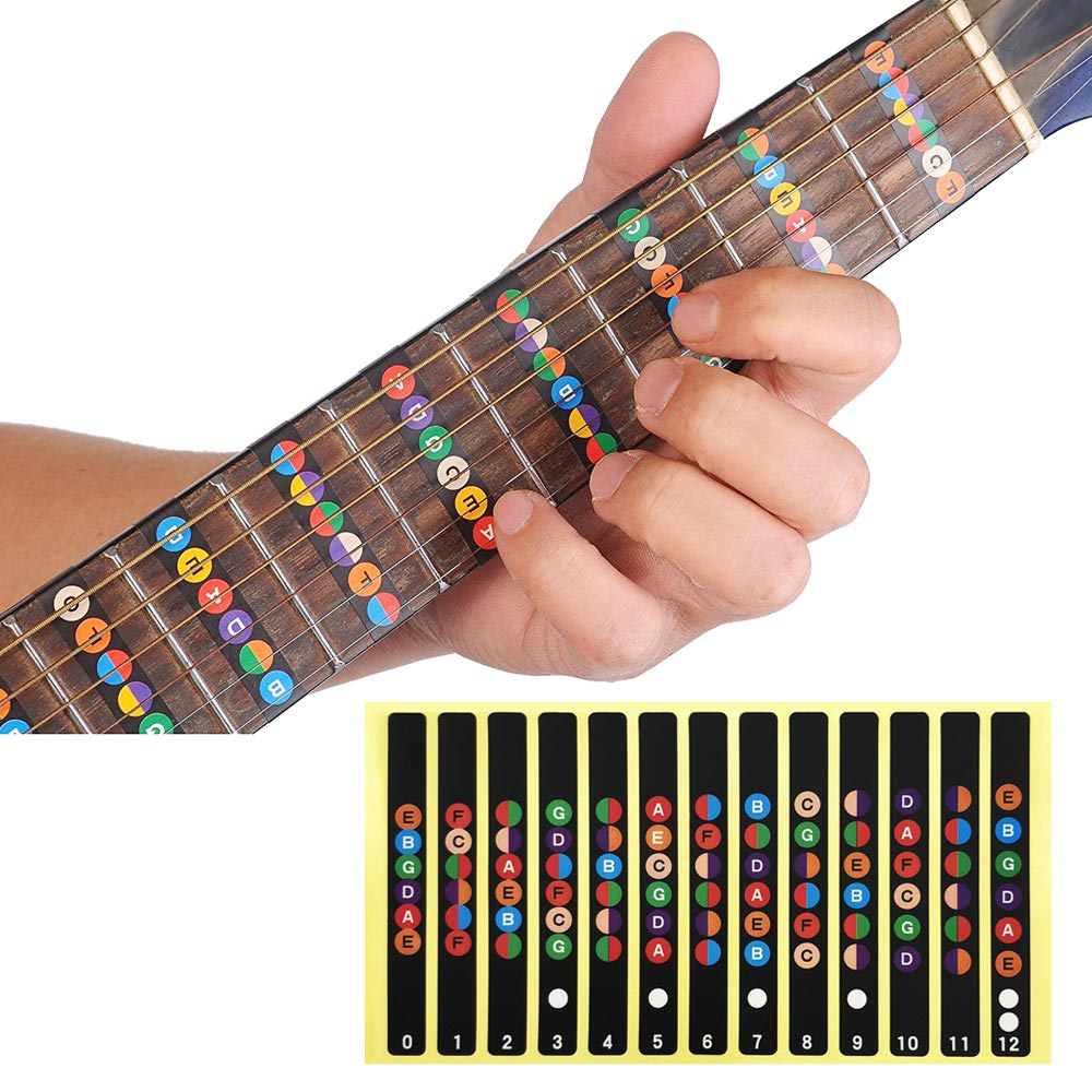 SLOZZ Gitaar Sticker Akoestische Elektrische Toets Notities Kaart 6 String Labels Accessoires voor Guitarra Leren