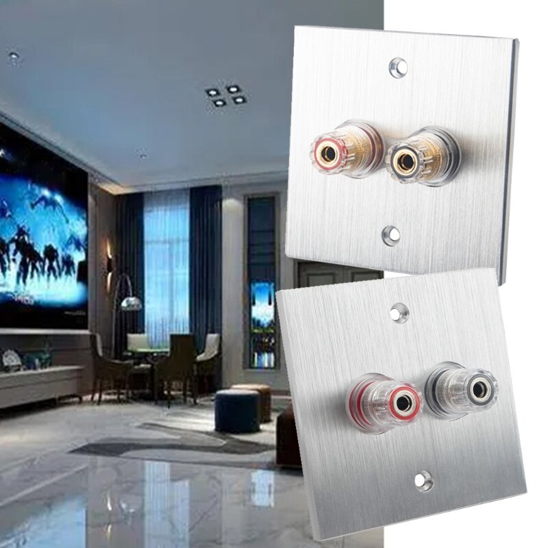 Banana plug wall plate, banana plug binding post wall plate in aluminum alloy for speakers, home theater  w3jd