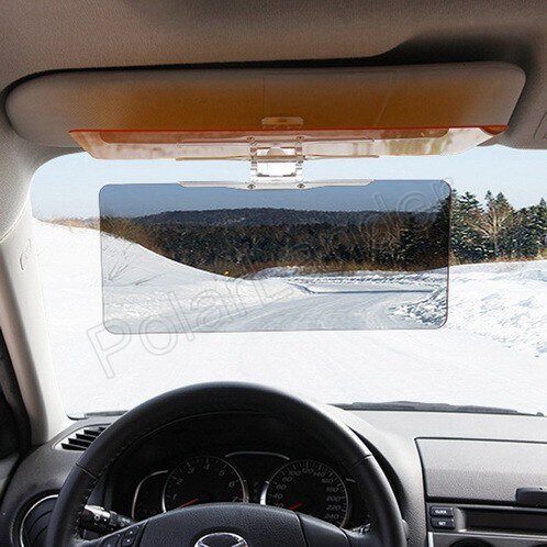 Hottest 2 in 1 Car polarizer lens tempered glass, acrylic car sunshade anti dazzle mirror Day and Night glare mirror