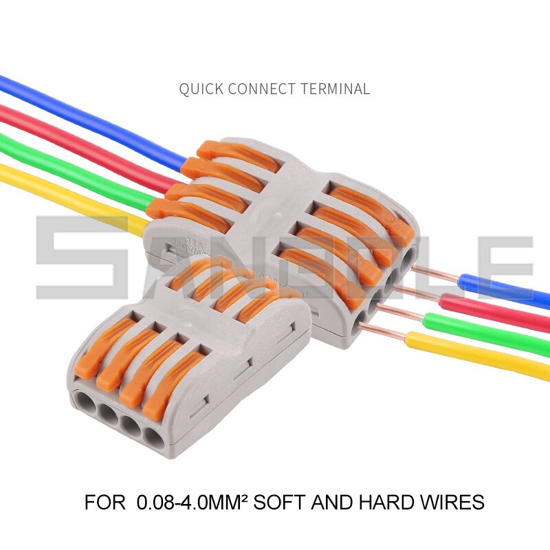 10pcs Terminal Block 4P Cable Terminals Of Three-phase Four Wire Four In Four Out Quick Connector SPL-4