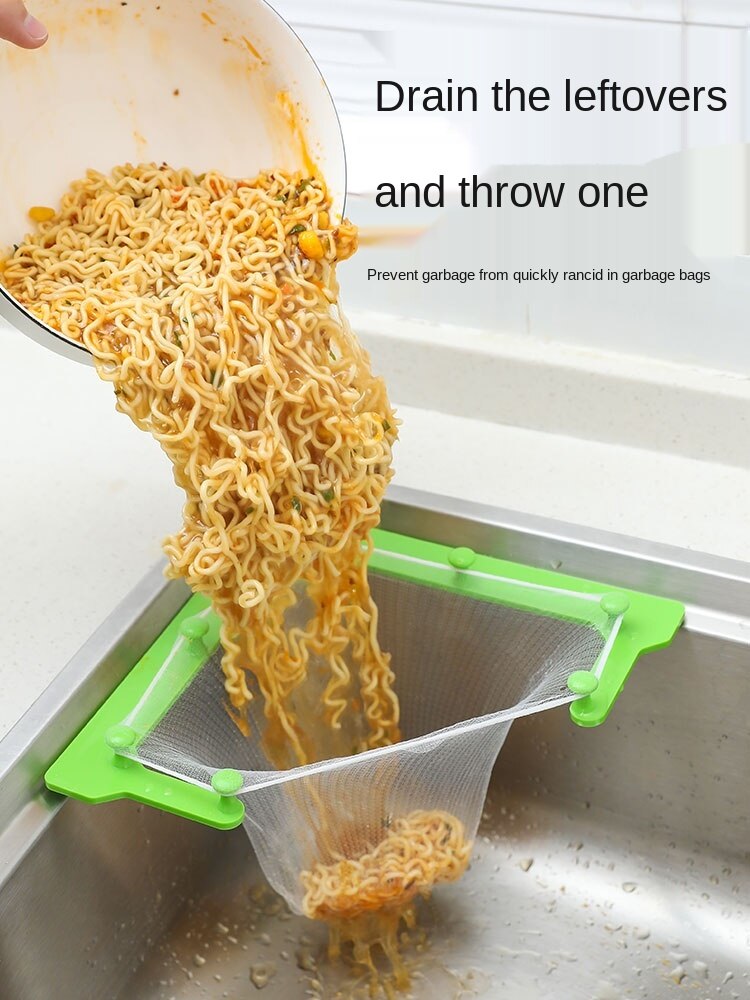 Kitchen Sink Garbage Filter Net Dish Washing Sink Leftovers Disposable Hanging Basket Mesh Inverted Triangle Drain Rack