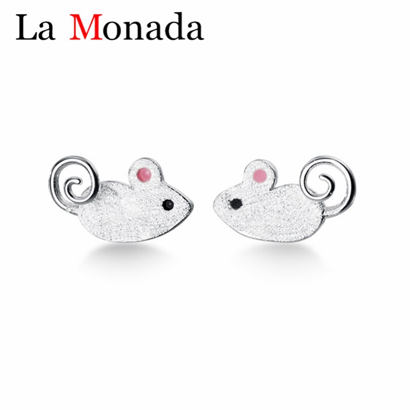 Echt 925 Sterling Zilveren Oorbellen Studs Muis Rat Voor Vrouwen Kinderen Meisjes Kleine Leuke Koreaanse Statement Dier Oorbel