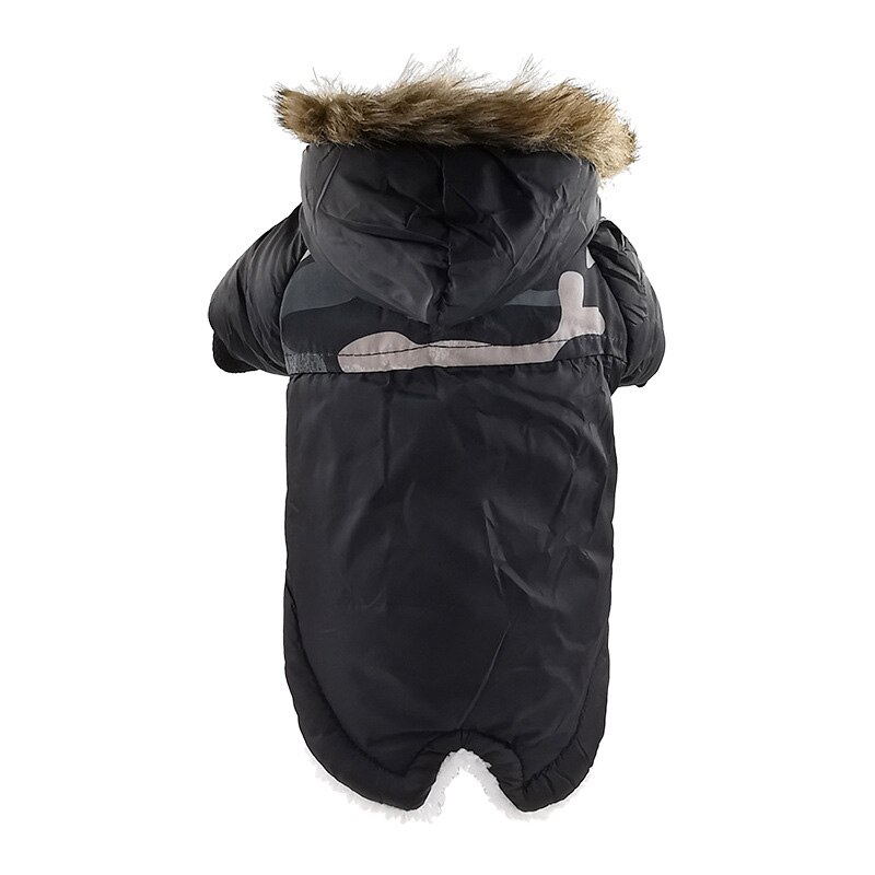 Dog Cotton-padded Jacket With Hood Autumn and Winter Puppy Two-leg Cotton Coat Keep Warm Comfortable Pet Clothes Accessories: Black / L